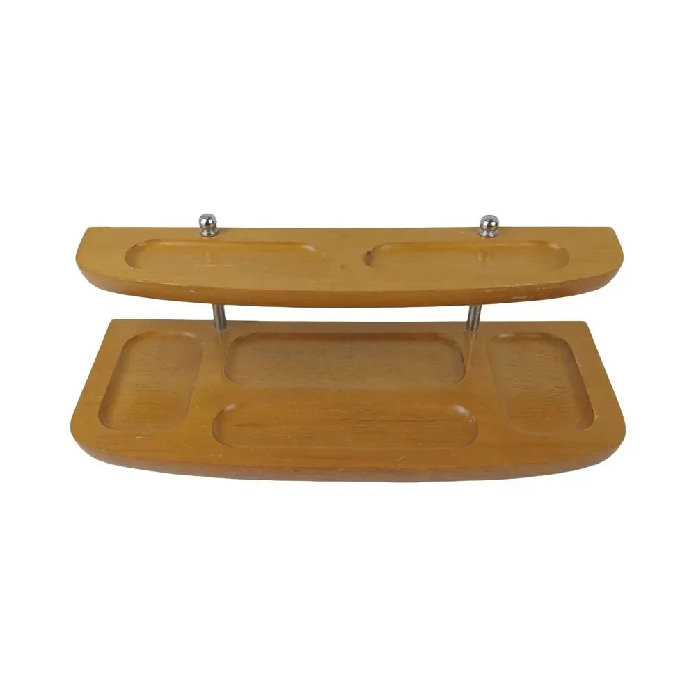 Men's Wood Dresser Tray Valet Jewelry Desk Organizer Caddy MCM Vtg Taiwan